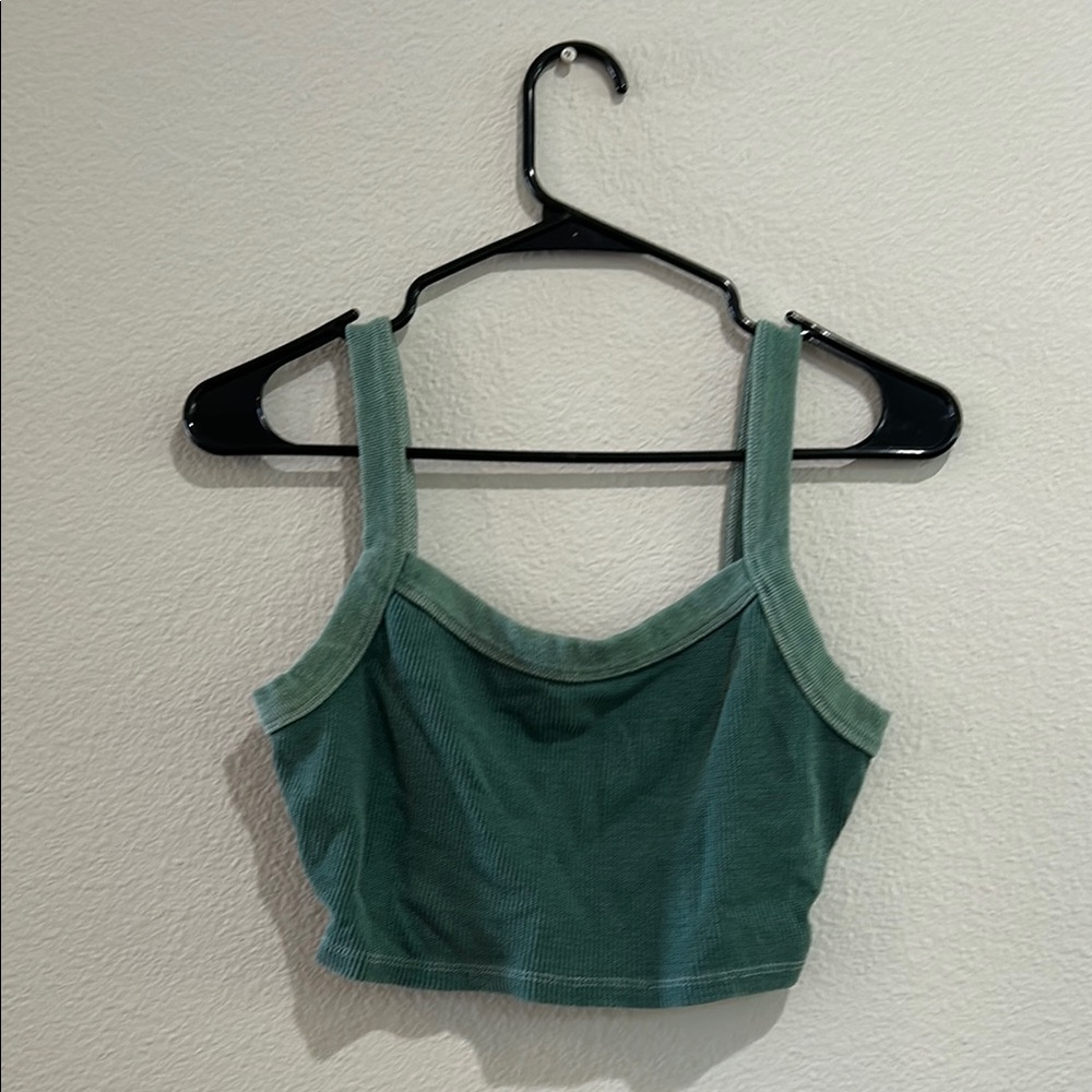 Wild Fable Green Sleeveless Fitted Crop Tank Top